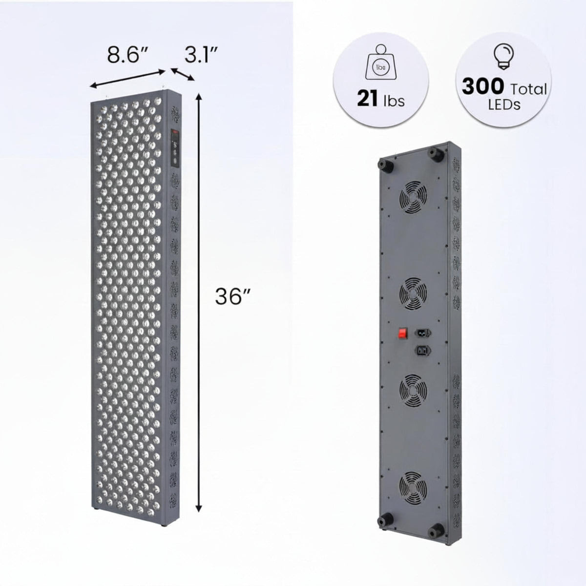 PRO1500 Red & Near-Infrared LED Light Panel – 300 Dual-Chip LEDs