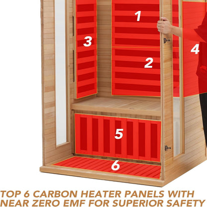 1–2 Person Far-Infrared Sauna – Canadian Hemlock with Bluetooth &amp; Ambient Lighting