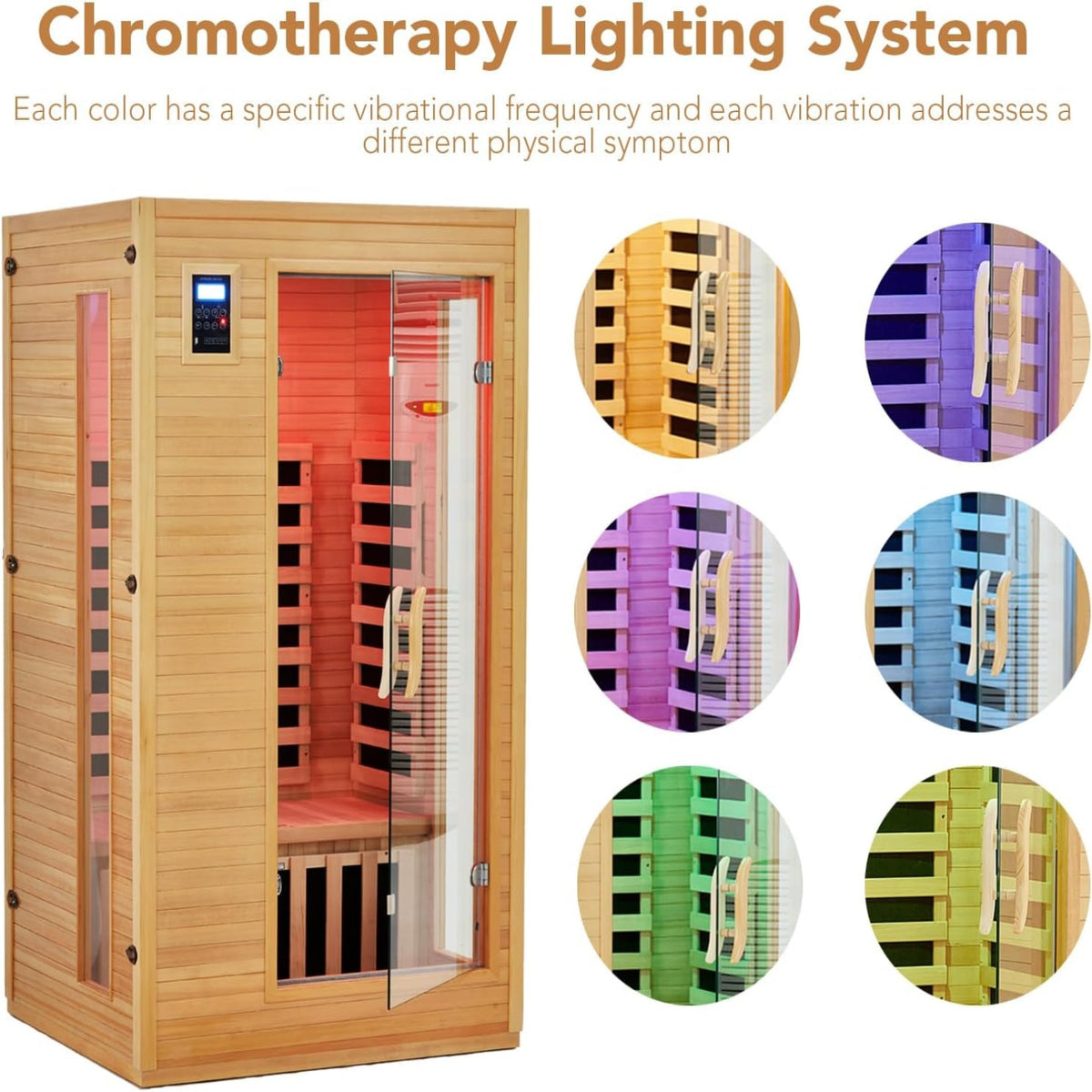 1–2 Person Far-Infrared Sauna – Canadian Hemlock with Bluetooth &amp; Ambient Lighting