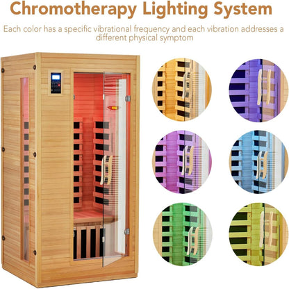 1–2 Person Far-Infrared Sauna – Canadian Hemlock with Bluetooth &amp; Ambient Lighting