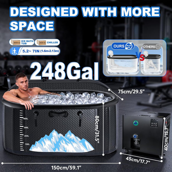 248-Gallon Inflatable Cold Plunge Tub with 1HP Hot &amp; Cold Chiller – WiFi Enabled