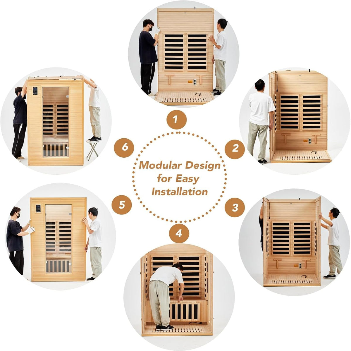 1–2 Person Far-Infrared Sauna – Canadian Hemlock with Bluetooth &amp; Ambient Lighting